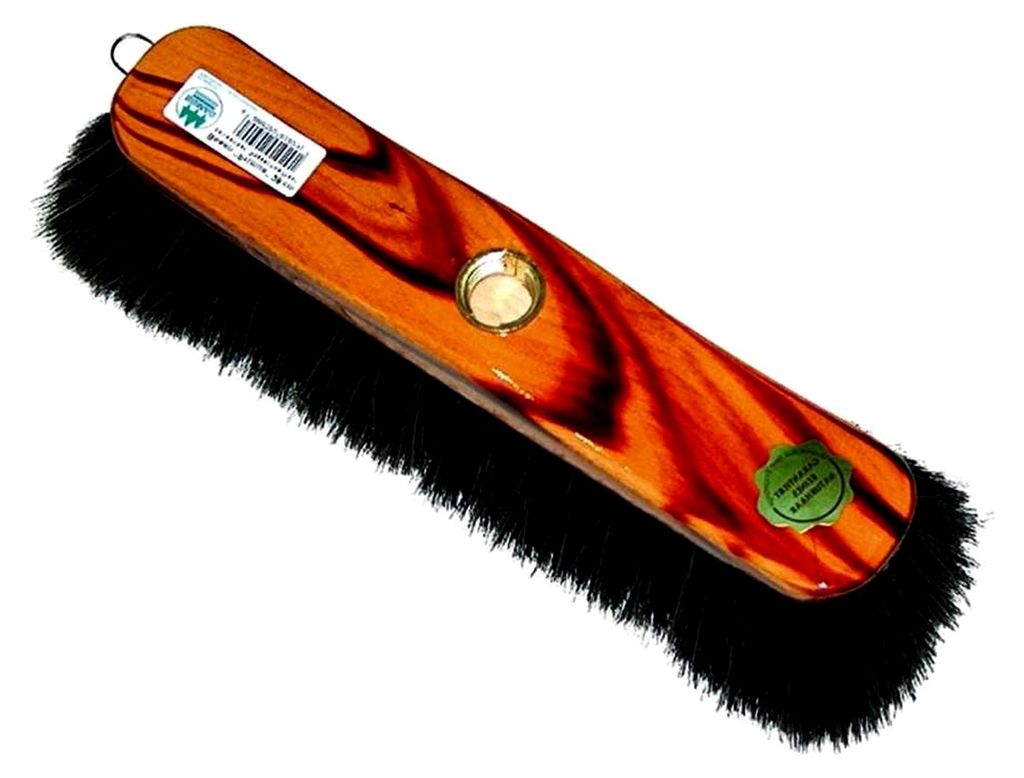 Zimmerbesen mit Metallgewinde, Holzkörper nussbaumfarben, 29 cm