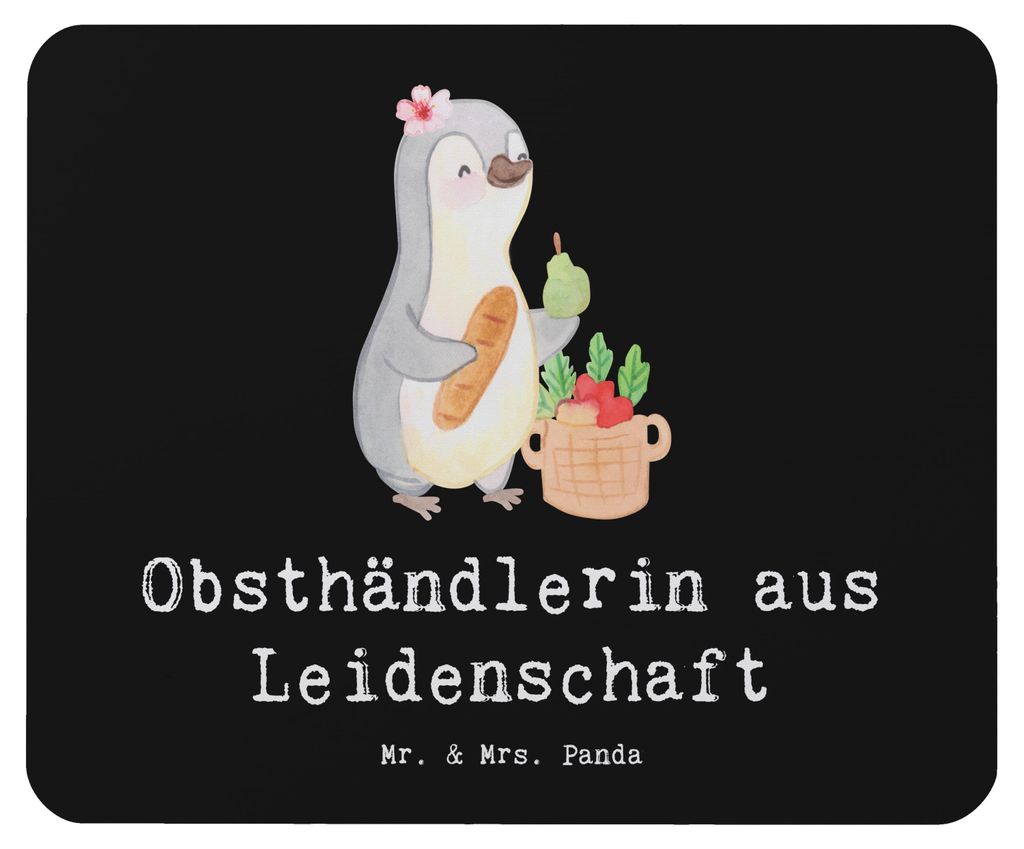 Mr. & Mrs. Panda Mousepad Obsthändlerin Leidenschaft - Schwarz - Geschenk, Spruch, Mauspad, Witzig, pc, Obstplantage, mausunterlage, Mouse Pad, Ob...