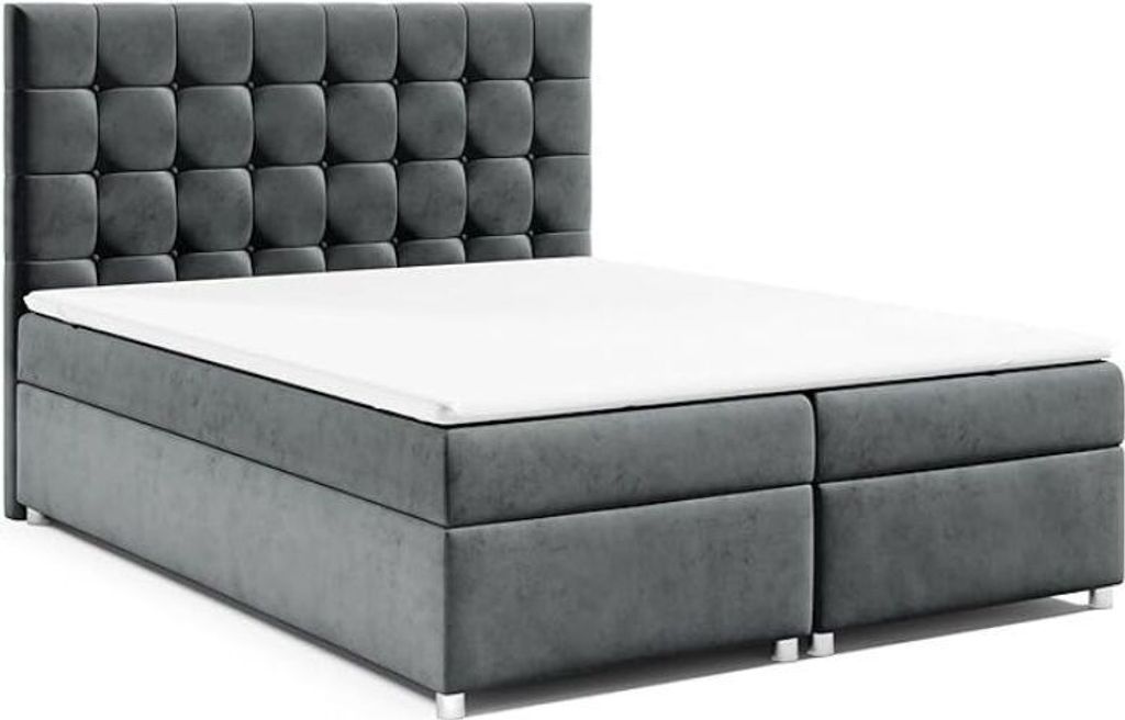Best for Home Boxspringbett mit Bettkasten Trinity K-9 Bonellfederkern inkl. Topper, mit Lieferung, Aufbau & Entsorgung 200x200-Graphit