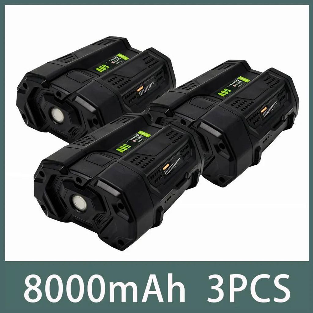 56V Akku für Gartengeräte - Ersatzakku Li-Ion - 8000 mAh 8,0Ah - kompatibel mit BA2800/BA4200 u.a. - 3er Pack