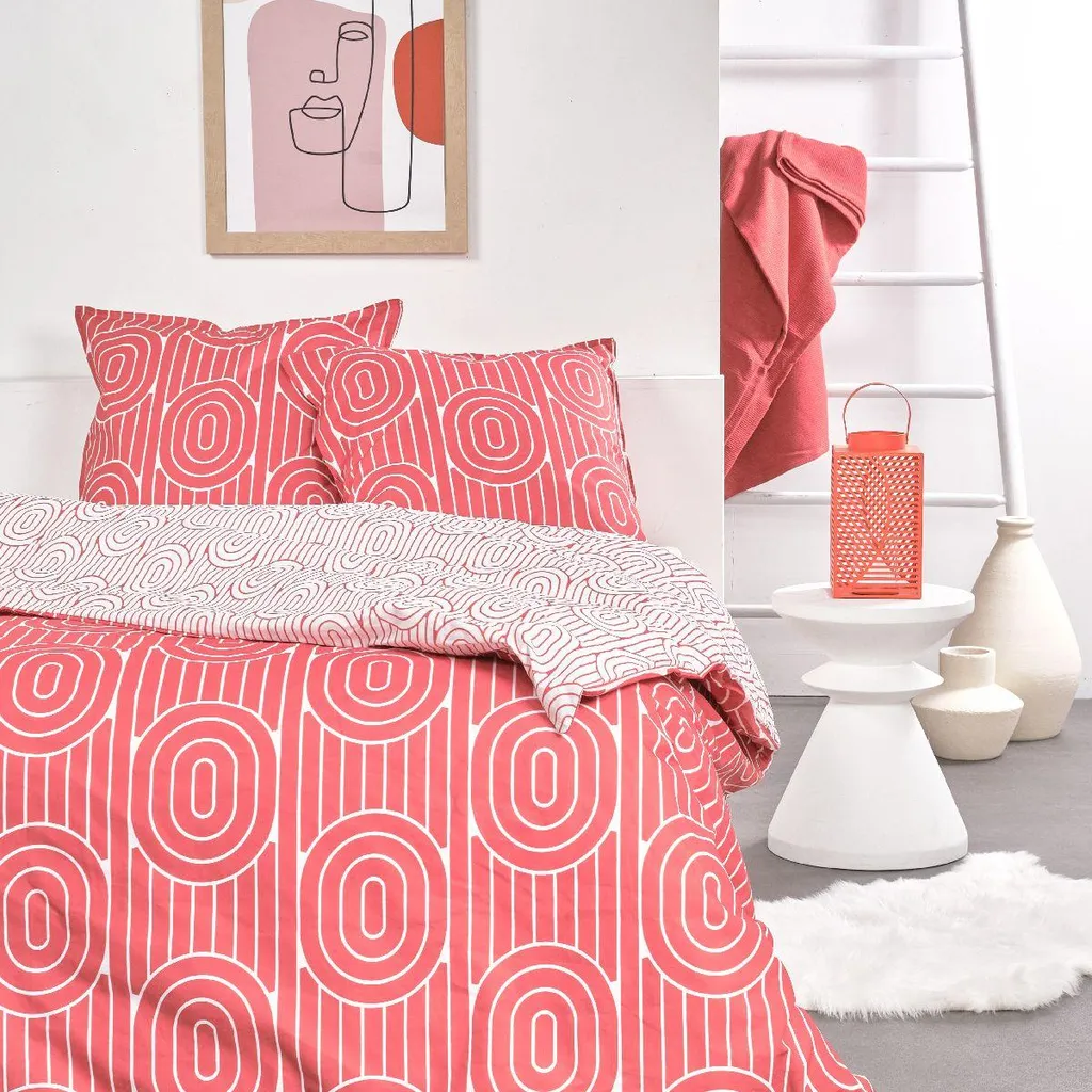 Parure de lit 260x240 Today rouge et blanc : fini la couette trop petite