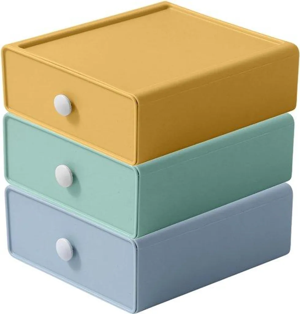 Organiseur de bureau empilable - Lot de 3 boîtes de rangement compactes