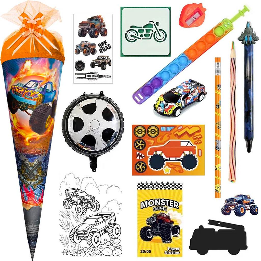 Roth Schultüte Monstertruck on Fire 50 cm gefüllt Produktbild 