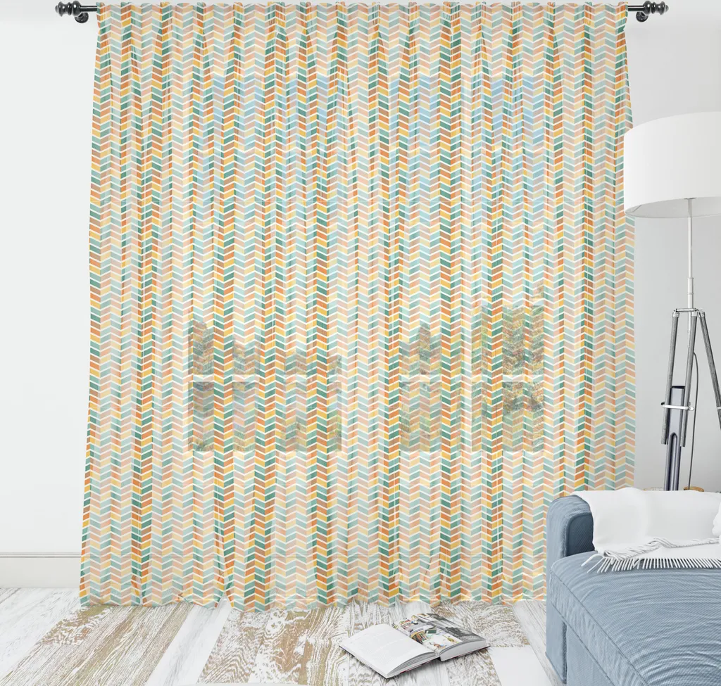 Déco Murale Textile Satinée pour Masquer un Mur Nu Zigzag Rétro 210cm