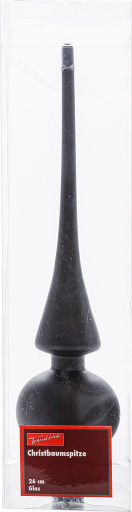 TrendLine Christbaumspitze aus Glas 26 cm schwarz matt