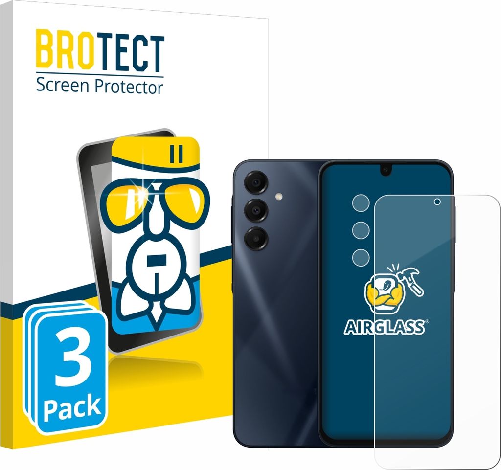 3x BROTECT Schutzglas für Samsung Galaxy A16 4G (Display+Kamera) Schutzfolie Panzer Folie Glas Display Schutz klar