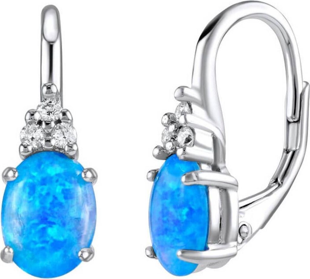 Silver earrings with blue synthetic opal Olivia LPS1508M