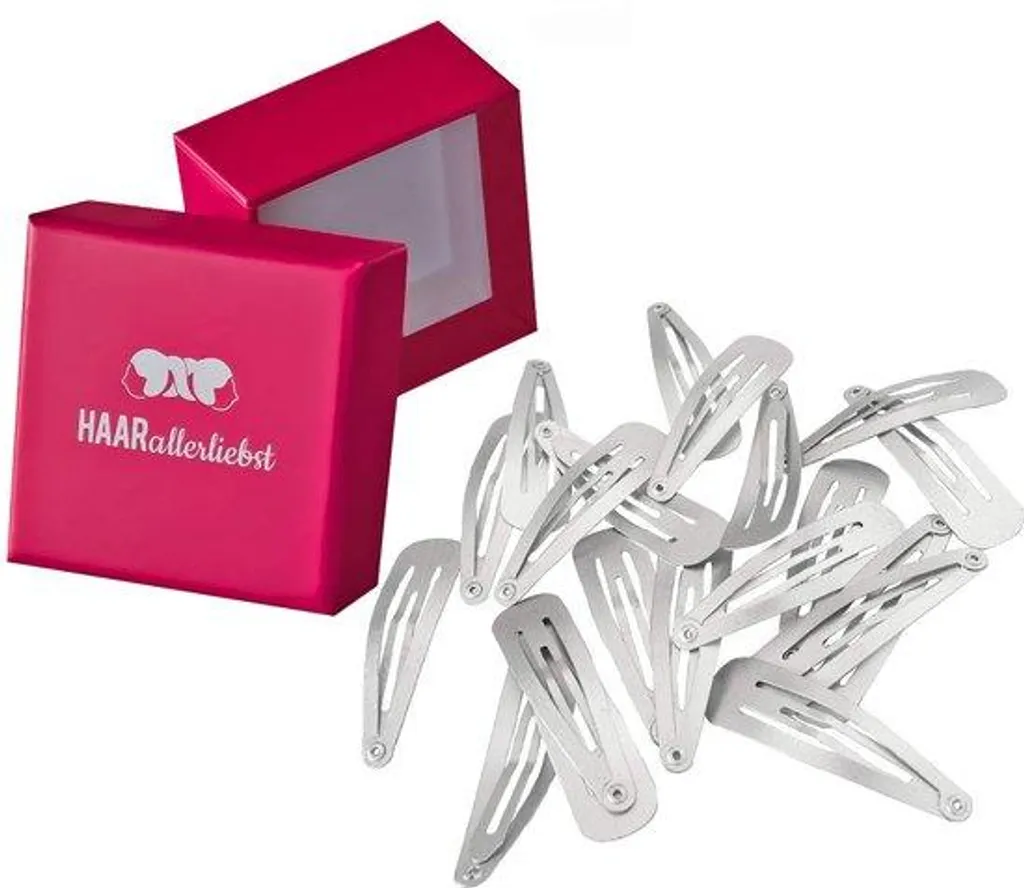Lot de 20 barrettes 5 cm en métal argenté robuste finition brillante