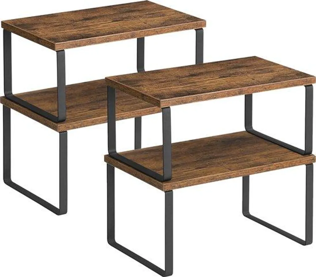 Fini le désordre : étagère de cuisine empilable métal marron-noir 40cm