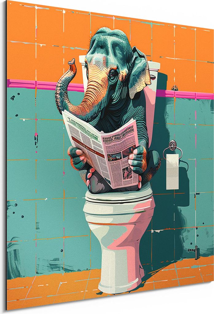 DEQORI Alu-Dibond Bild Weiß 50x50 cm 'Elefant macht Druck' Wandbild Metall dünn Design