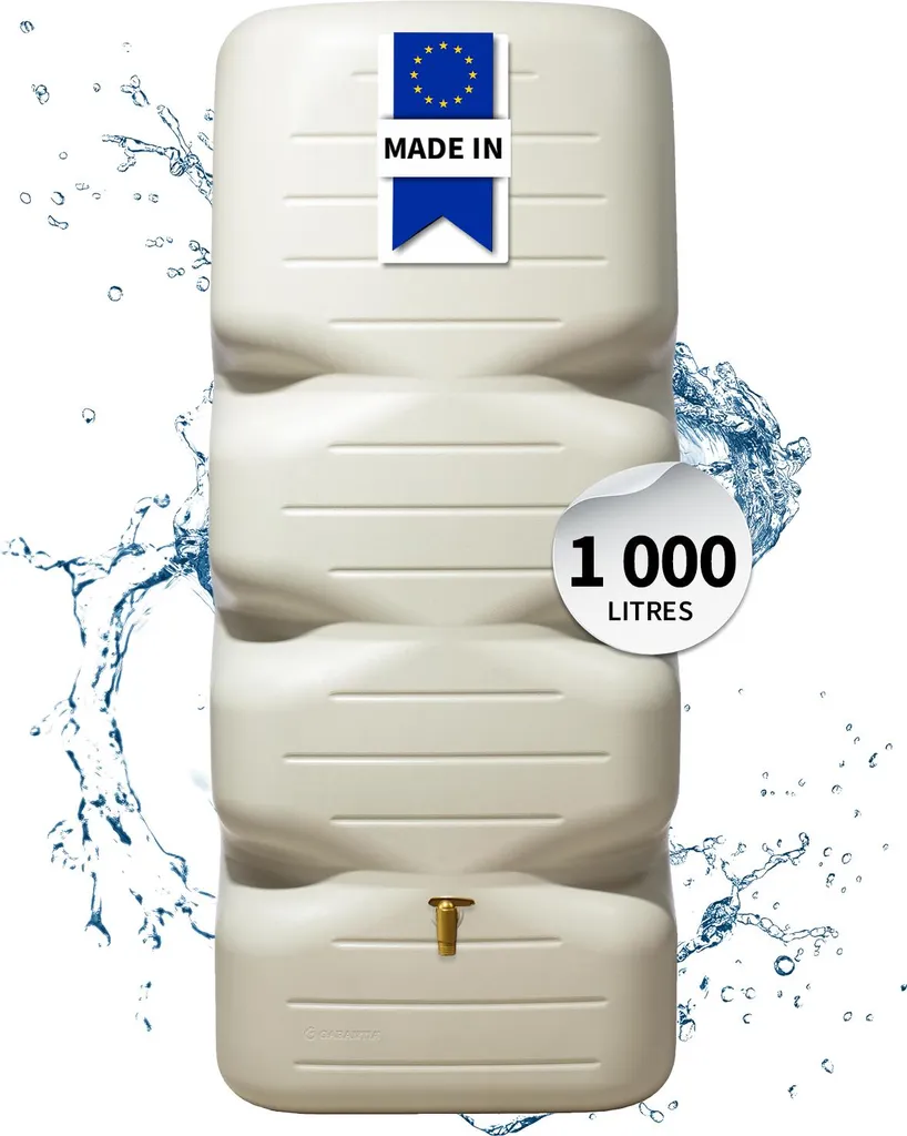 Récupérateur d'Eau de Pluie 1000L CUBUS Sable Kit Complet Jardin