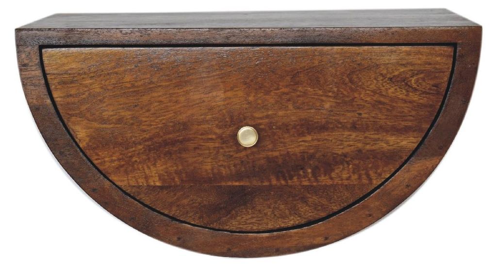 Artisan Furniture Massivholz-Halbmond-Wand-Nachttisch in Kastanienholz