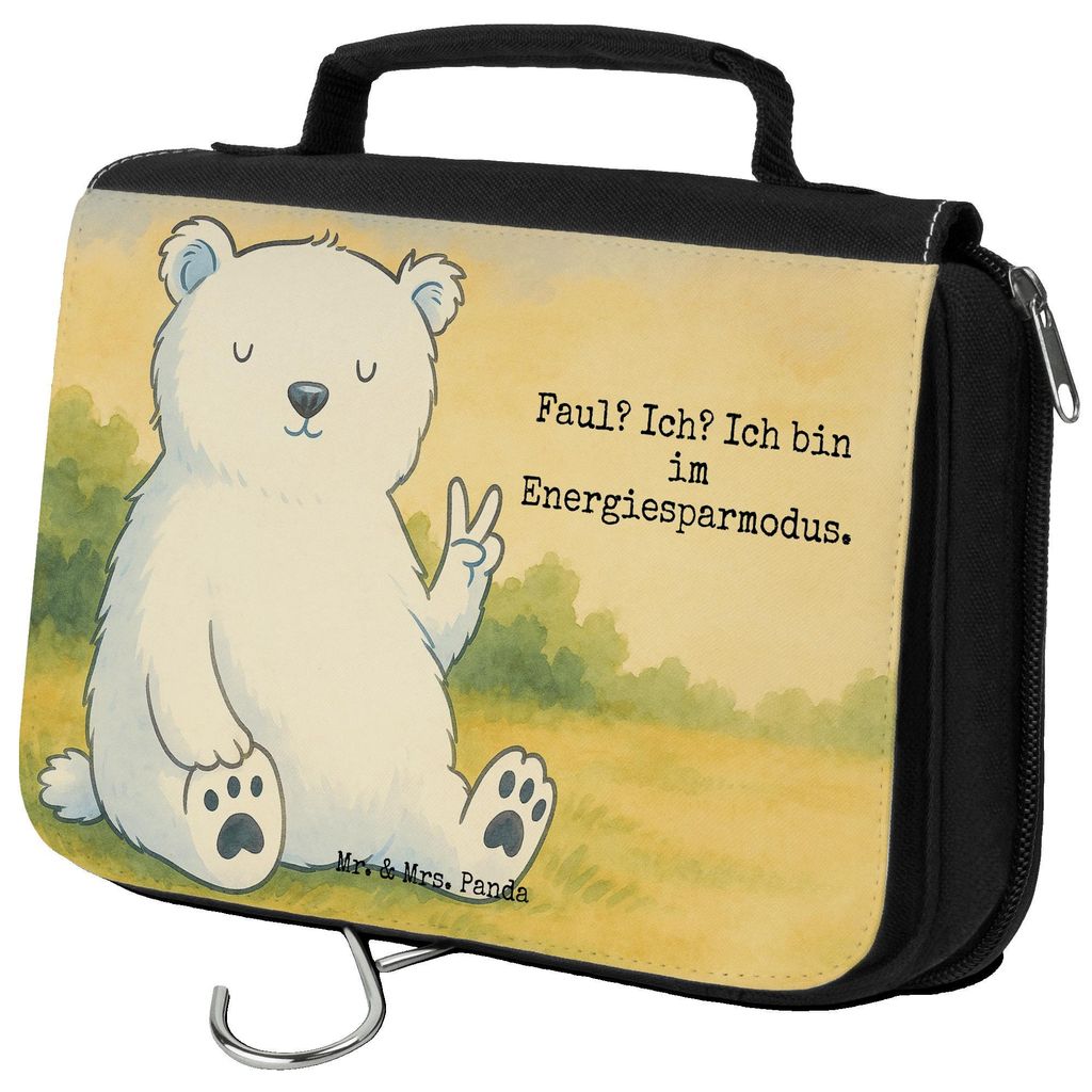 Mr. & Mrs. Panda Kulturbeutel Eisbär Faul Design - Weiß - Geschenk, kulturtäschchen, Bär, Nordpol, Arbeit, Entspannen, hygienebeutel, Homeoffic...