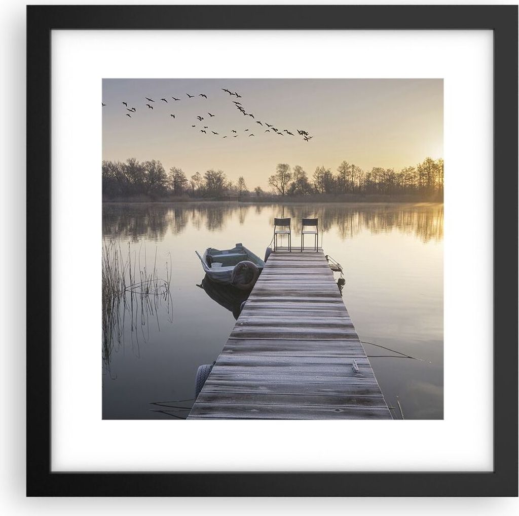 Gerahmtes Poster - Schwarzer Rahmen - Brücke Westen die Sonne - 30x30 cm - Wand Bild - Wanddeko - Wandbilder - Wandposter - Bilderrahmen - Bilder ...