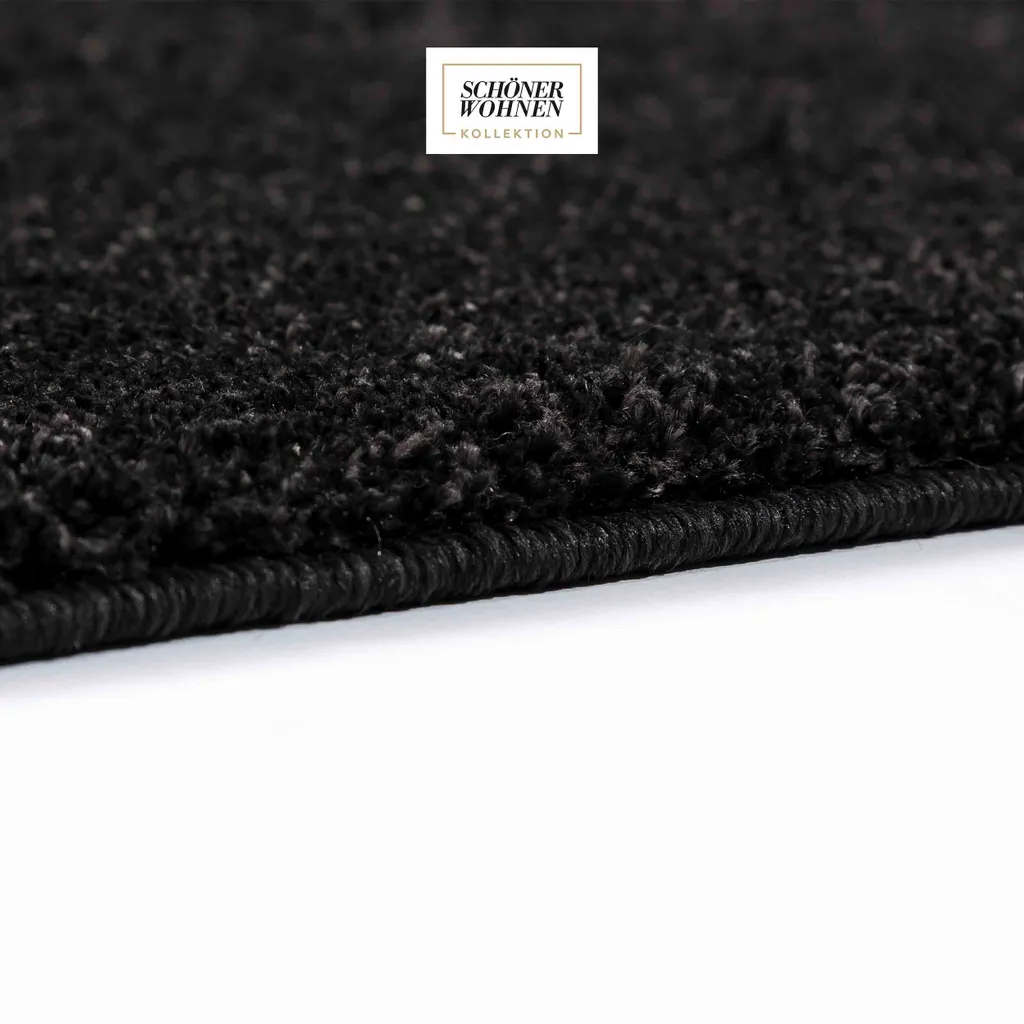 Tapis poils longs Noir Winsome 140x200 cm haute densité et moelleux - 4