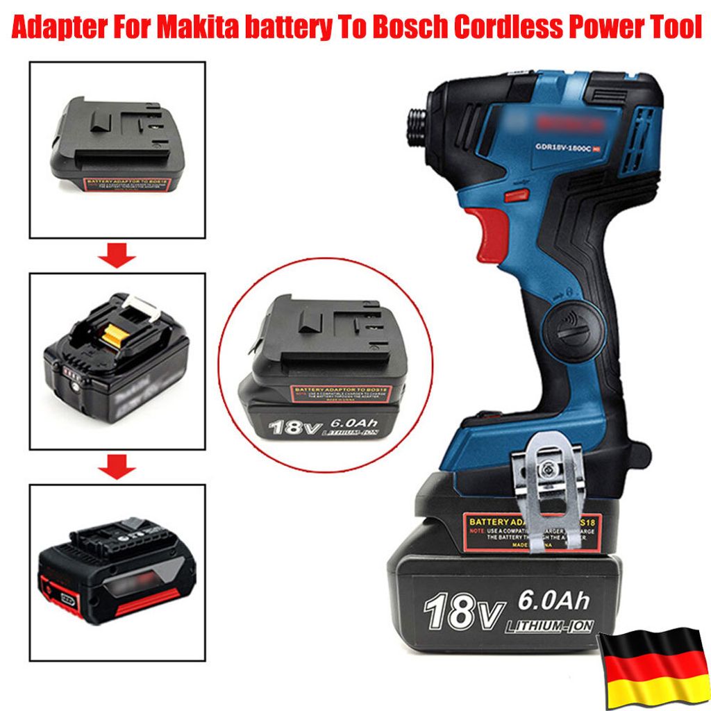 Akku Adapter Konverter für Makita 18V Akku, um Bosch 18V Geräte zu treiben schwarz(Ohne Akku)