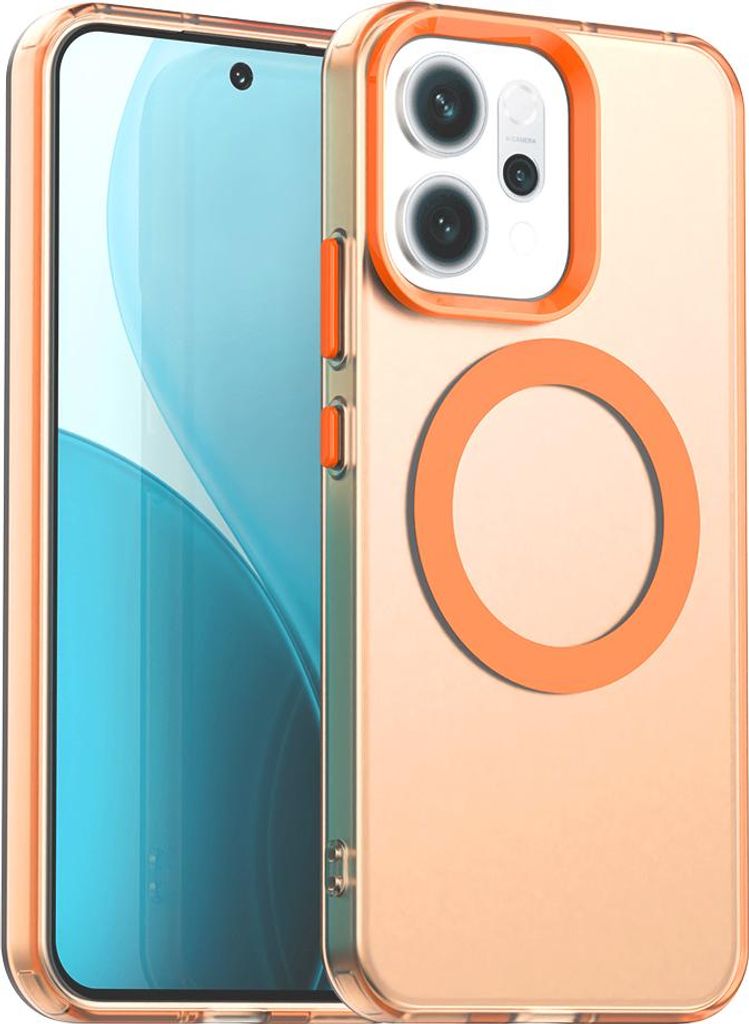 Magnetisch Hülle für Oppo Reno14 Pro 5G, Schlank Durchscheinend Matt Stoßfest Handyhülle Orange