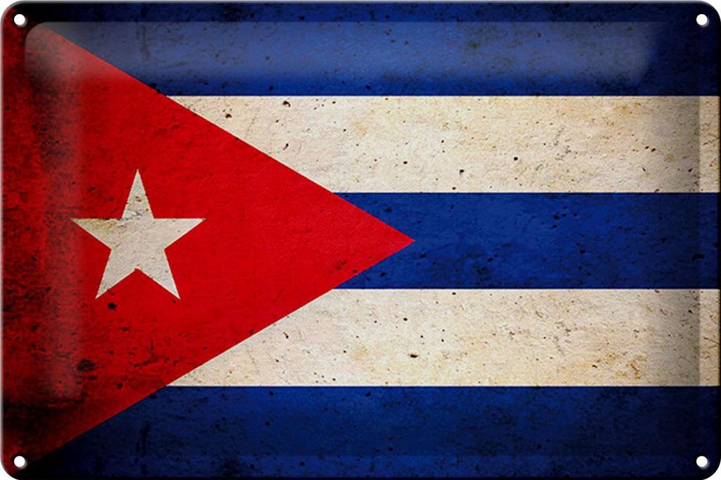 Blechschild Flagge Kuba Cuba, 30 x 20 cm, Blechschilder Fahne Nationalität