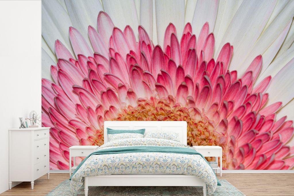 MuchoWow Fototapete für Wohnzimmer oder Schlafzimmer Wandtapete Vinyl Motivtapete Blumen - Rosa - Gerbera - 330x220 cm - Fototapeten