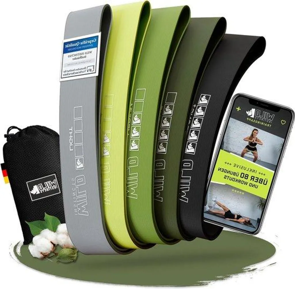 Kit de 5 bandes de résistance musculation élastiques de sport fitness