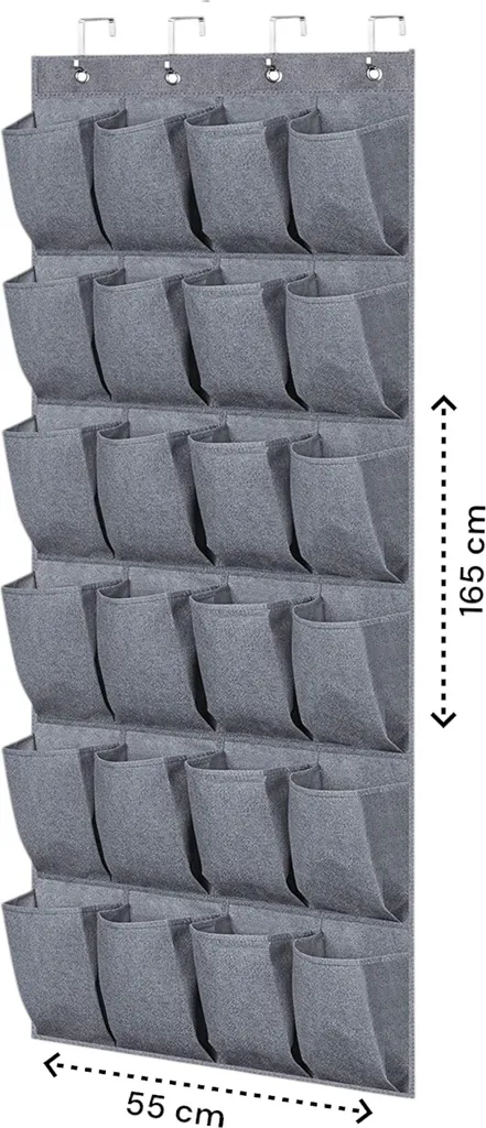 Rangement chaussures mural 24 poches gris - Solution pour petits espaces - 2