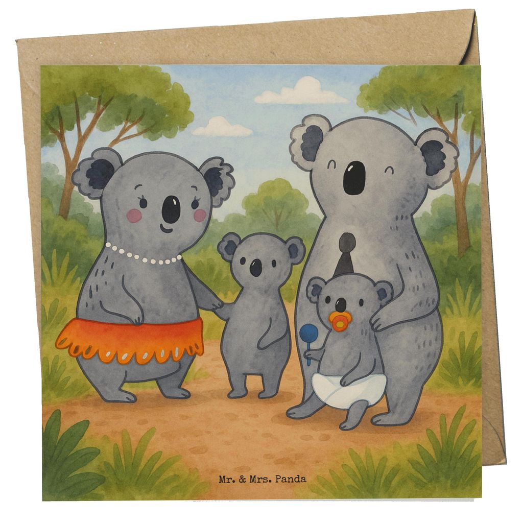 Mr. & Mrs. Panda Grußkarte Koala Familie Design - Weiß - Geschenk, Klappkarte, Glückwunschkarte, Family, doppelkarte, Muttertag, Koalas, anlassk...
