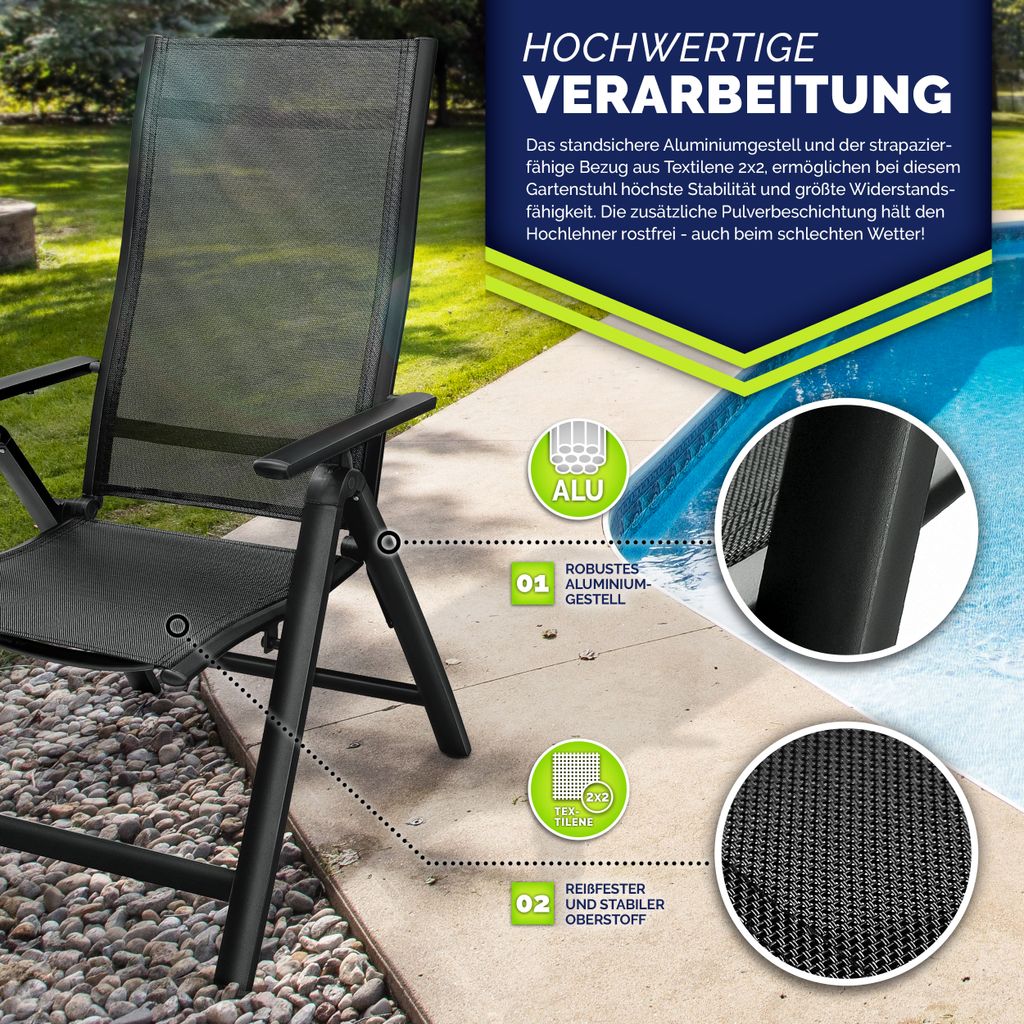 Tillvex Gartenstuhl Premium Klappbar Aus Aluminium  Produktbild-Vorschau 5
