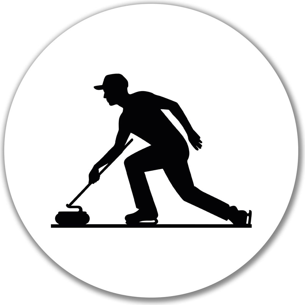 Huuraa Aufkleber Curling Silhouette 10cm rund Sticker Geschenkidee