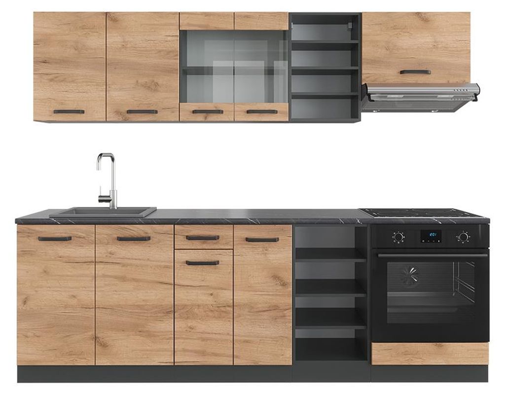 Küchenzeile Vicco R-Line Goldkraft Eiche/Anthrazit 240 cm Produktbild 