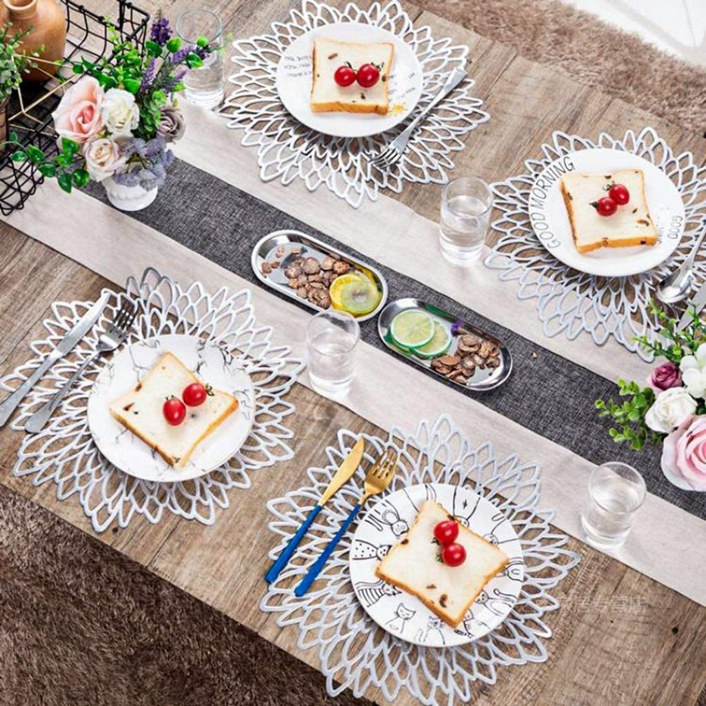 6er Set Rund PVC Platzset Abwaschbar Tischsets Rund Produktbild 3