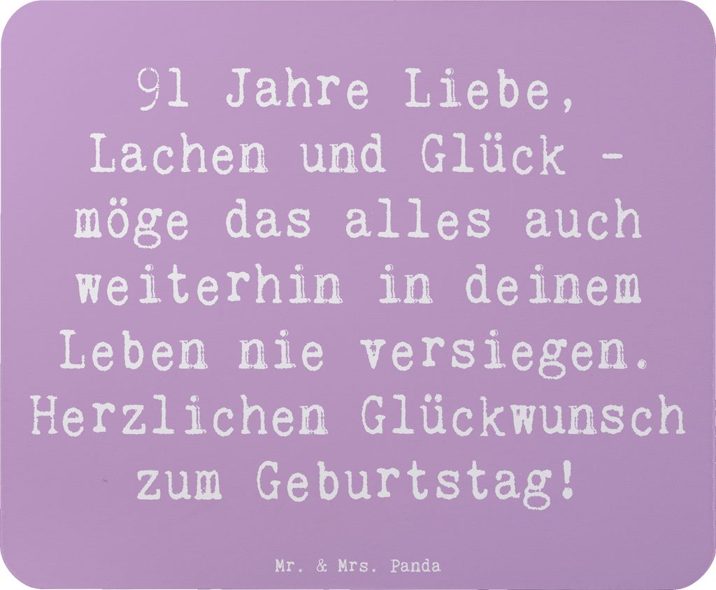 Mr. & Mrs. Panda Mauspad Spruch 91. Geburtstag - Lavendeltraum - Geschenk, mousematte, Geburtstagsfeier, Jubiläumsfeier, besondere Geburtstagsgesc...
