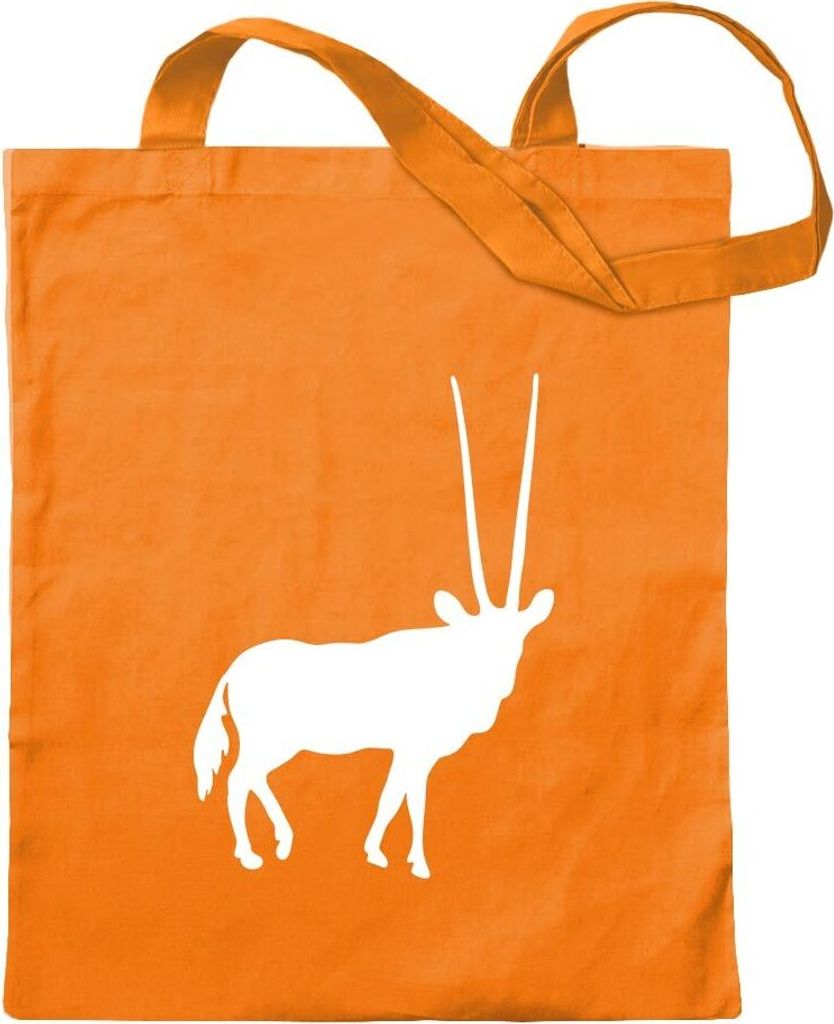 Kiwistar - Baumwolltasche - mandarin - Antilope Impala Kudu Gabelbock - Tragetasche Stoffbeutel Umhängetasche langer Henkel