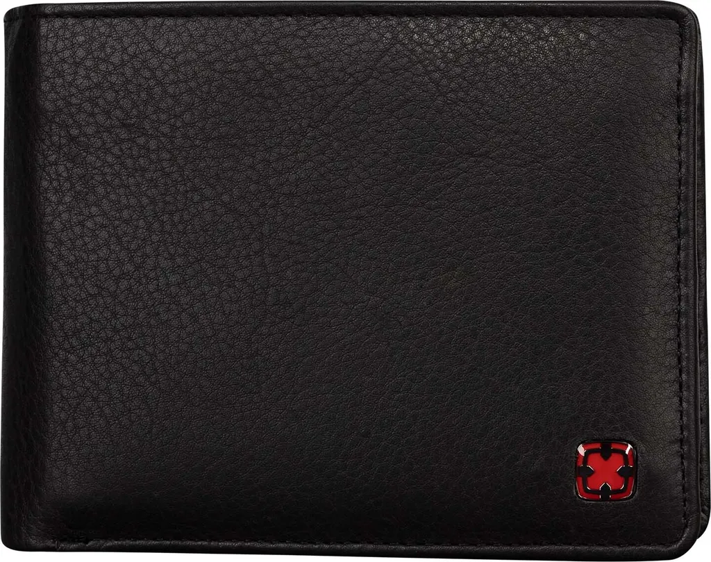 Portemannaie horizontal en cuir noir avec protection RFID pour homme