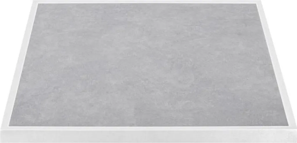 Plateau de table extérieur rond 70cm en verre trempé gris effet pierre