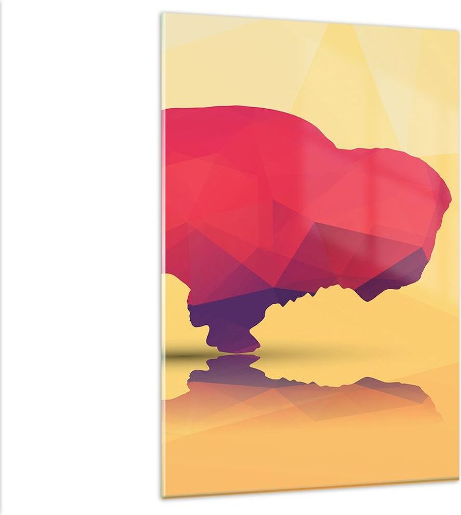 Bilder auf glas - Einteilig - Bison Illustration Bunt Grafik - 80x120cm - Glasbilder - Wandbilder - Bilder - Wanddekoration aus Glas - Glas Bilder ...