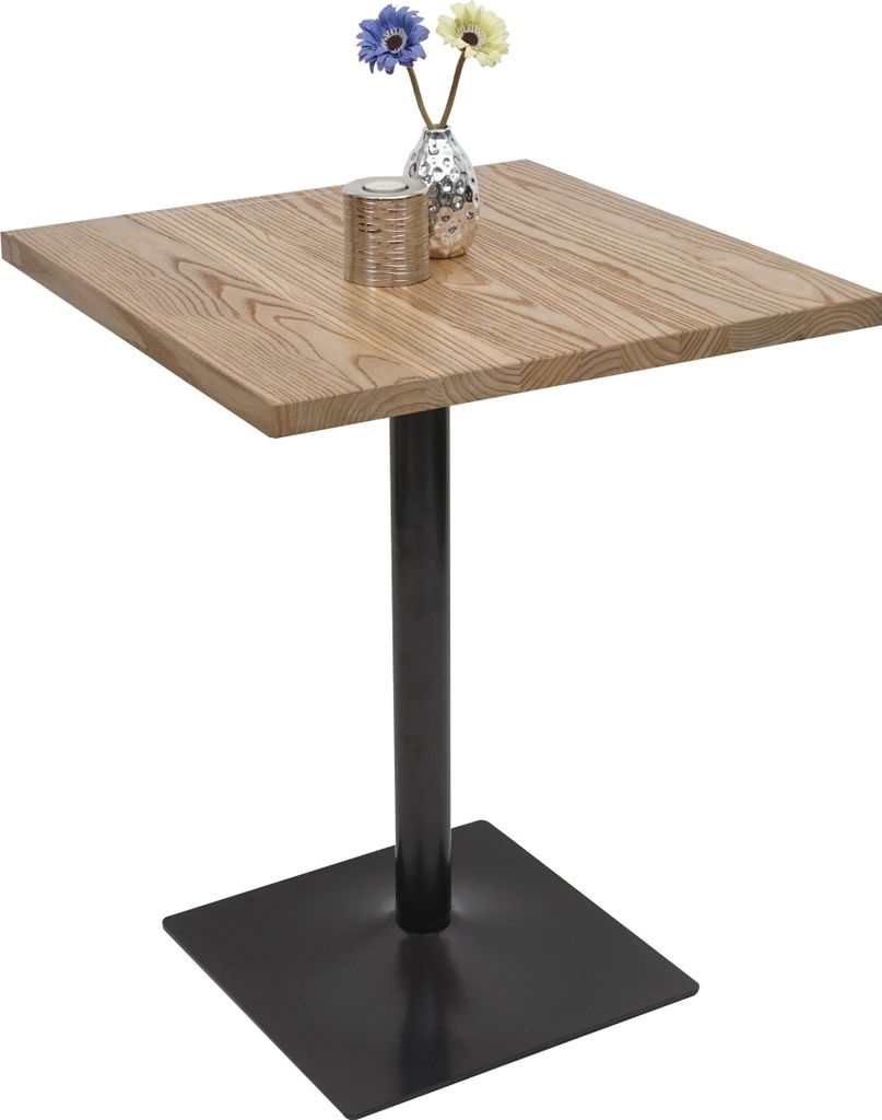 Bistrotisch HWC-H10, Bartisch Thekentisch, Industrial Gastronomie Ulme Holz MVG- 76x60x60cm hellbraun