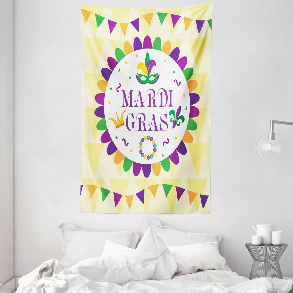 ABAKUHAUS New Orleans Wandteppich und Tagesdecke, Klassische Karneval aus Weiches Mikrofaser Stoff Waschbar ohne Verblassen Digitaldruck, 140 x 230...