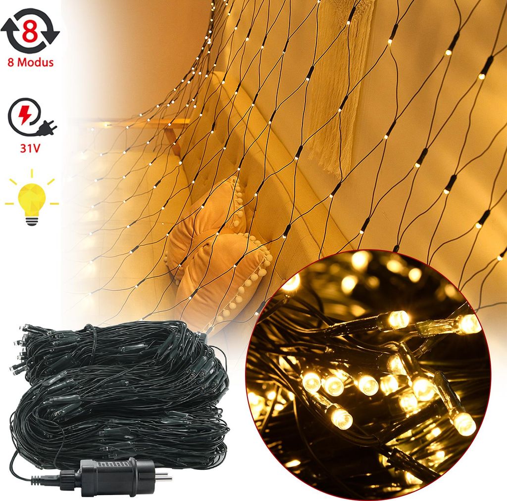 XINZI LED Netzlichter 6x4m - Fairy Lights, 8 Leuchtmodi Produktbild 
