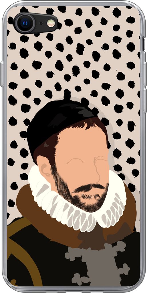 MuchoWow Handyhülle Schutzhülle Hülle für Telefoonhoesje iPhone SE 2020 Alte Meister - Wilhelm von Oranien - Punkte - Vintage Silikon Softcas...