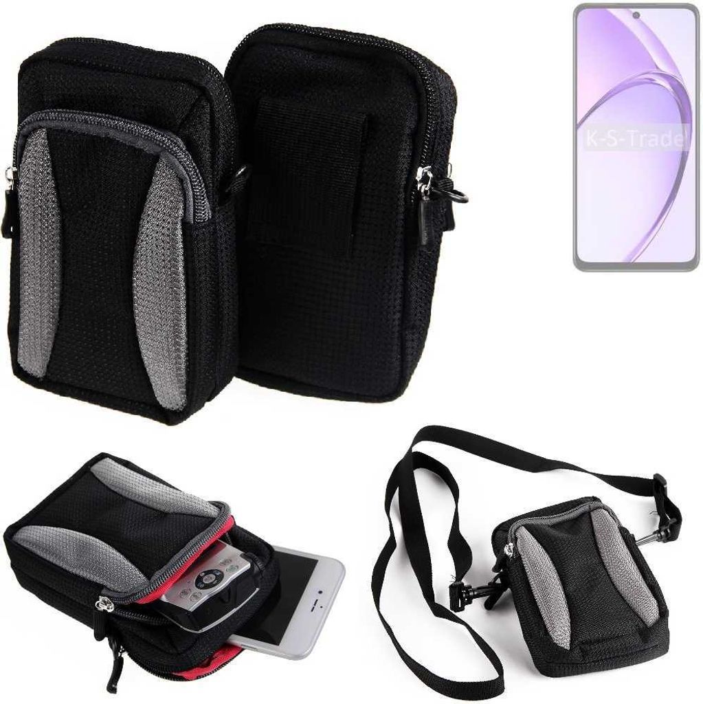 K-S-Trade Holster Schutz Hülle kompatibel mit Oppo A3x 5G CPH2681 Handy Hülle Gürteltasche Umhängetasche mit Zusatzfach schwarz