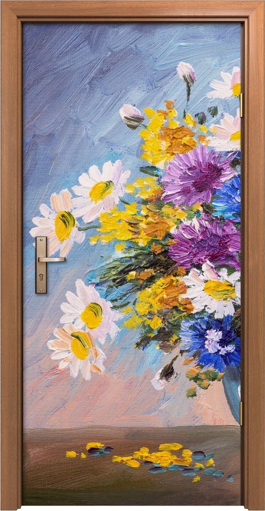 Türposter 90x200 cm Türaufkleber Türtapete Türfolie Klebefolie Kunst Gemälde Strauß von WildBlumen