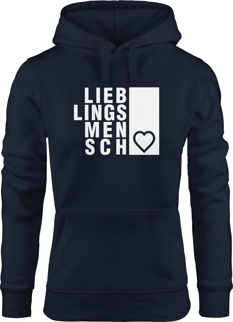 Hoodie Damen Lieblingsmensch Sweatshirt Kapuze Kapuzenpullover Hoody Neverless navy S