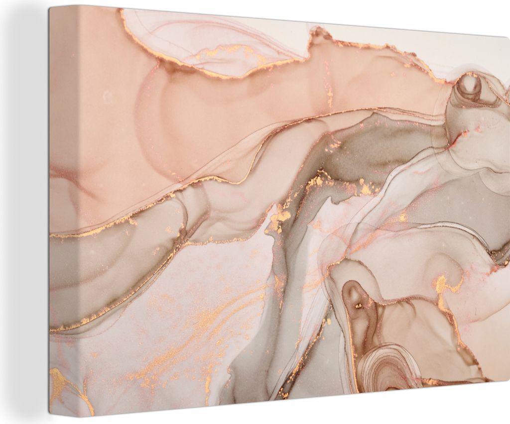 OneMillionCanvasses - Leinwandbilder - 150x100 cm, Marmor - Rosa - Rosa, Wandbilder Kunstdruck Wanddekoration - Foto auf Leinwand - Gemälde auf ...