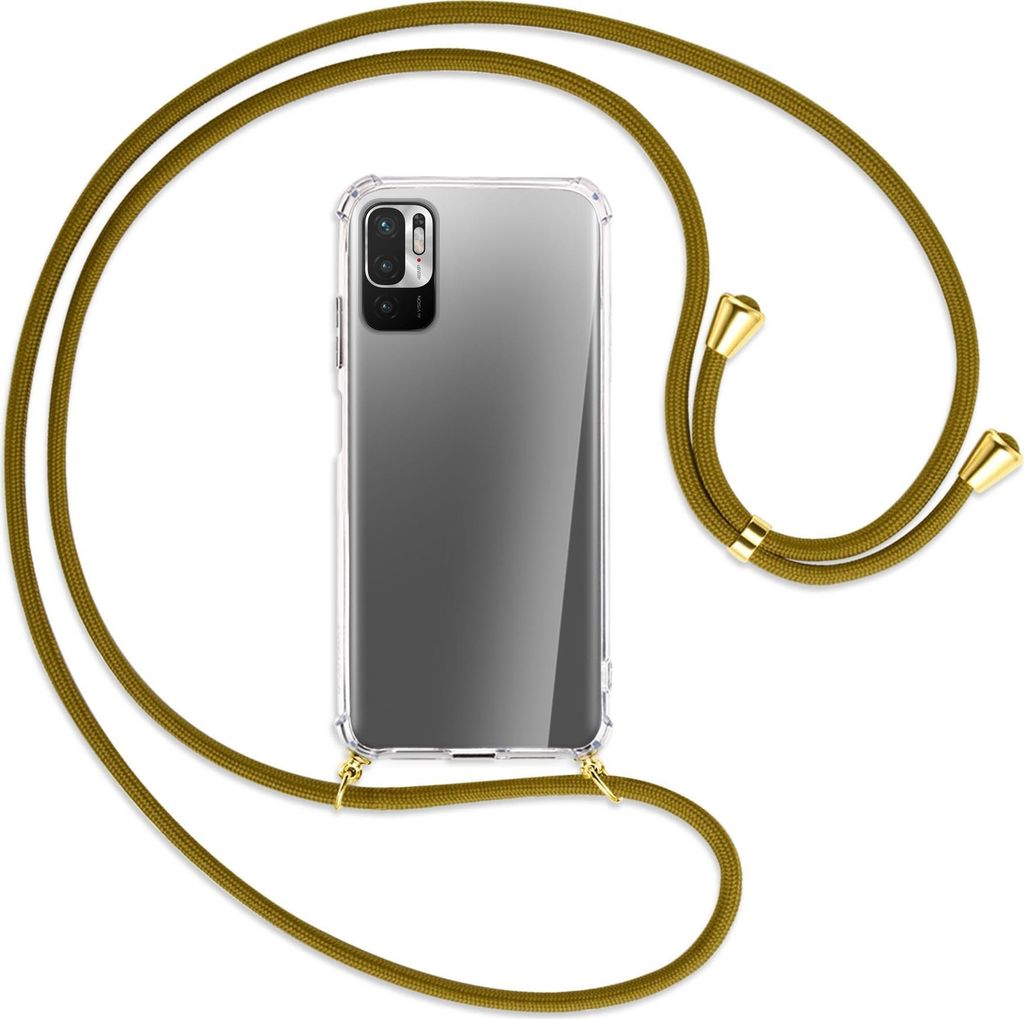 Handykette Backcover-Schutzhülle mit Band (Metall goldfarben) für Xiaomi Redmi Note 10 5G - khaki