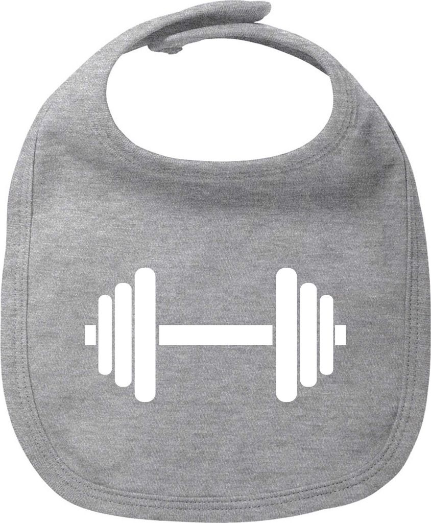 Huuraa Baby Lätzchen Hantel Silhouette Heather Grey Klettverschluss Baumwolle Latz Geschenkidee