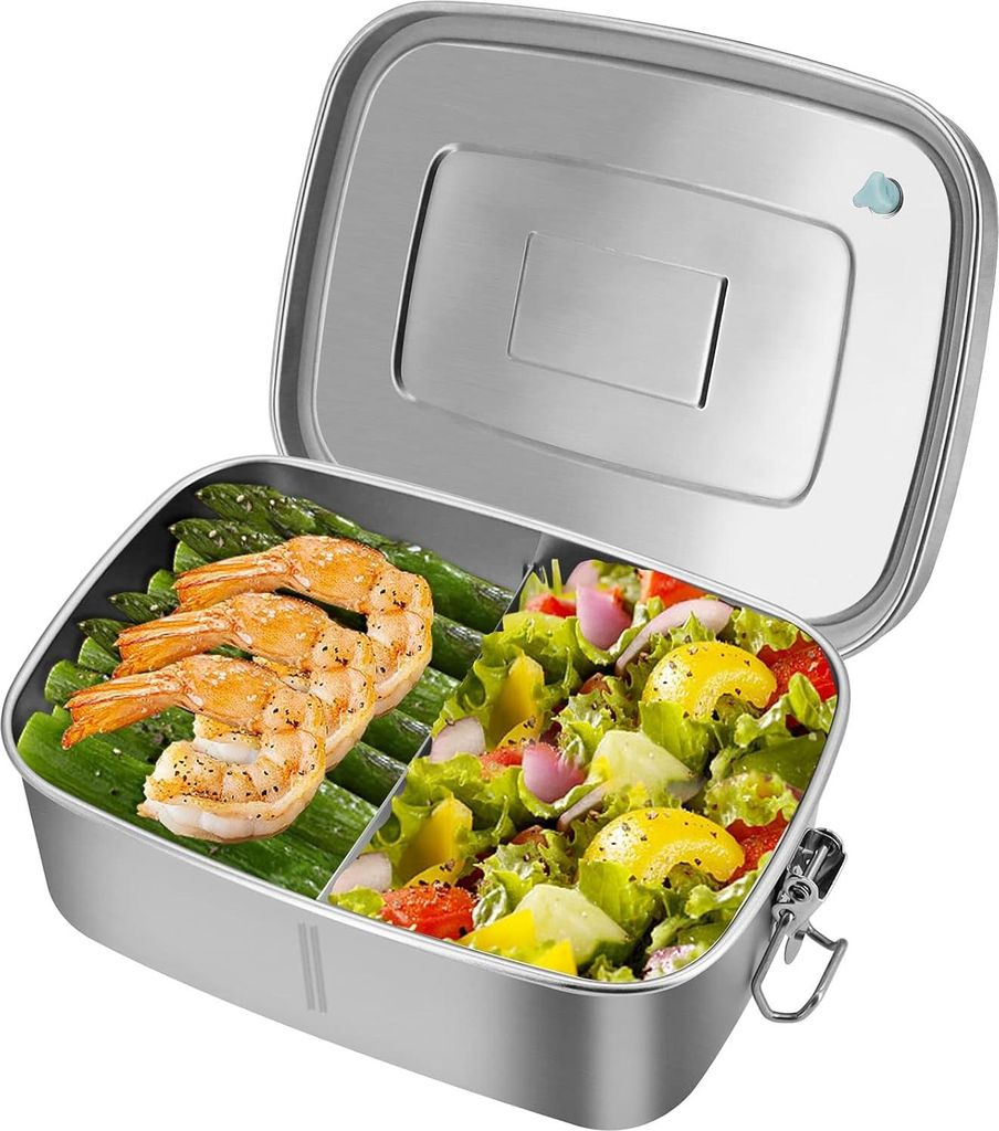 Edelstahl-Lunchbox mit Fächern 1100ML - Auslaufsichere Bento-Box für Schule, Büro und unterwegs
