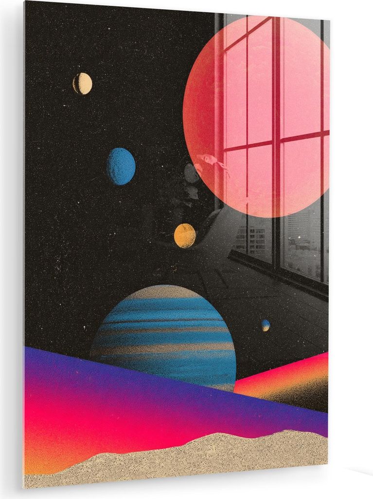 MuchoWow Glasbilder - Bilder auf Wandbild - Foto auf Glas Himmel - Planeten - Leuchtend bunt 30x40 cm Wanddekoration aus Glas - Acrylglasbild - Acr...