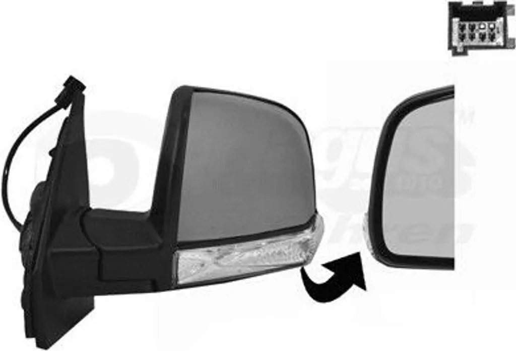 Rétroviseur Noir pour Opel Combo et Fiat Doblo avec Réglage Manuel Le