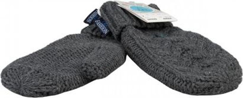 Damen-Fäustlinge aus Strick mit Fleece-Innenfutter - Einheitsgröße - Dunkelgrau - Winterhandschuhe