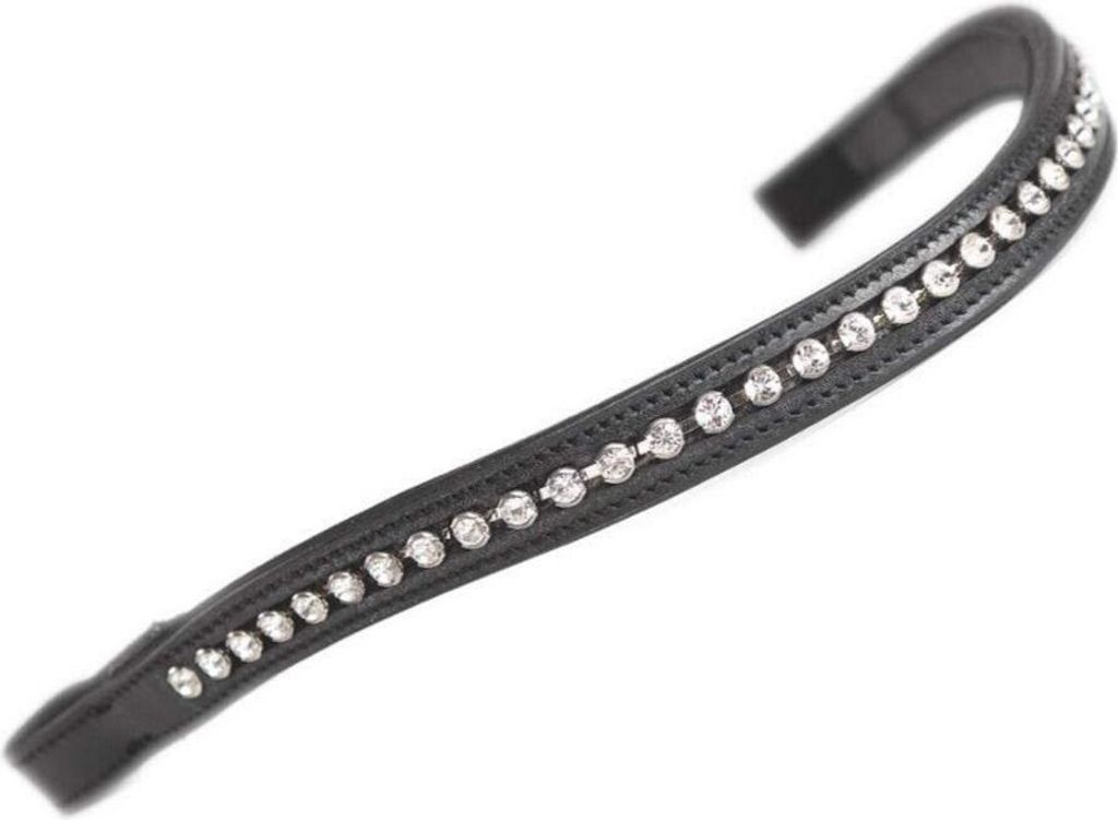 Aviemore - Strass Pferde-Stirnband, Leder ER1030 (Full) (Schwarz/Transparent)